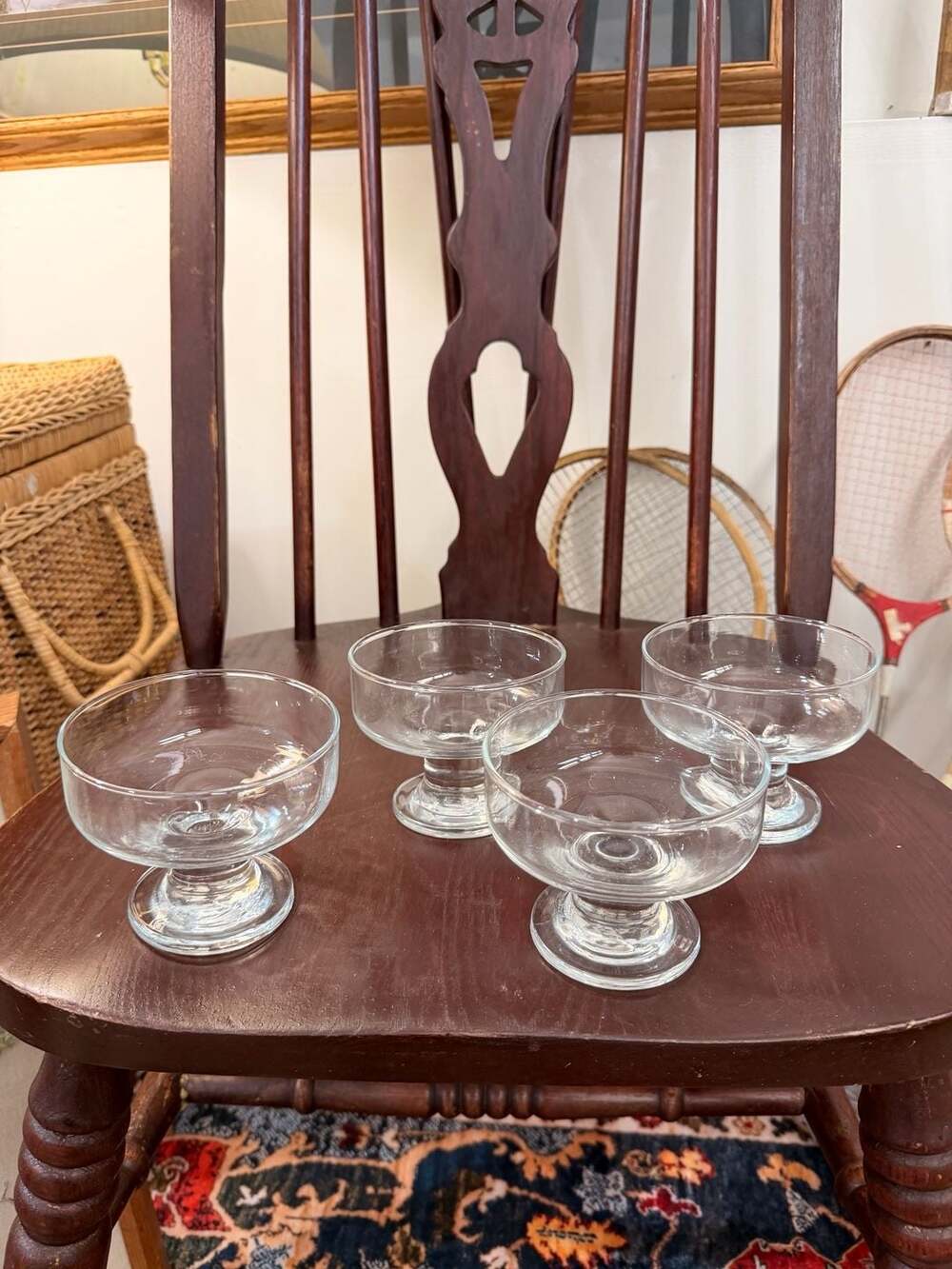 Ice Cream Bowls Clear Glass Footed Dessert Bowls Set of 4 Ice Cream Sundae Cups
